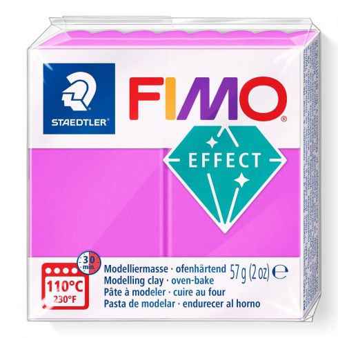Fimo Effekt Knete - neon lila, Modelliermasse 57g Normalblock
